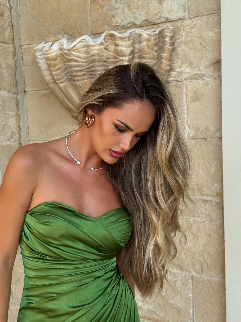 Emerald Satin Maxi Dress