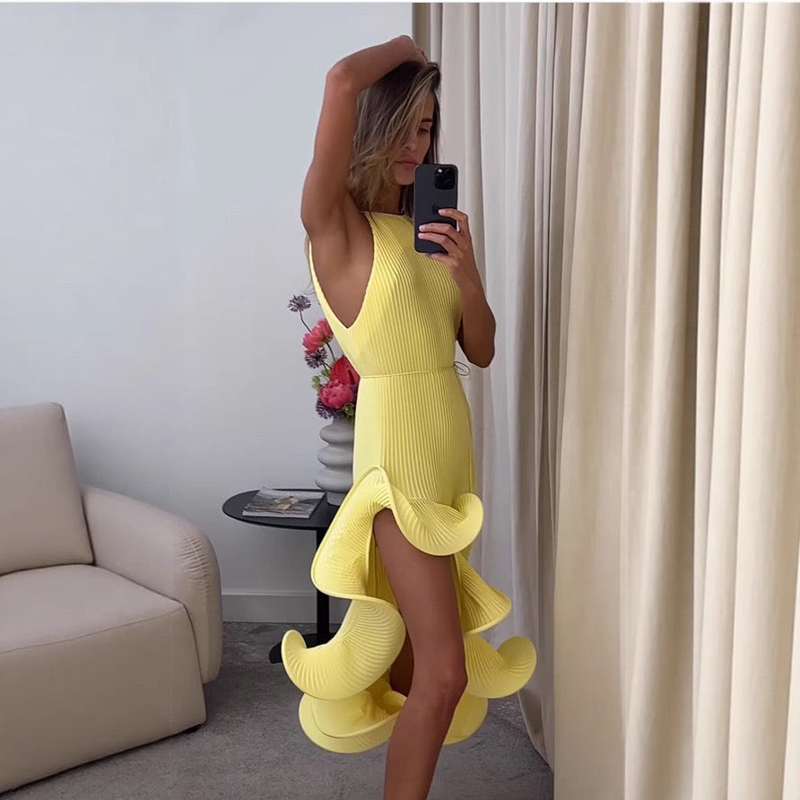 Lemon Cascade Dress