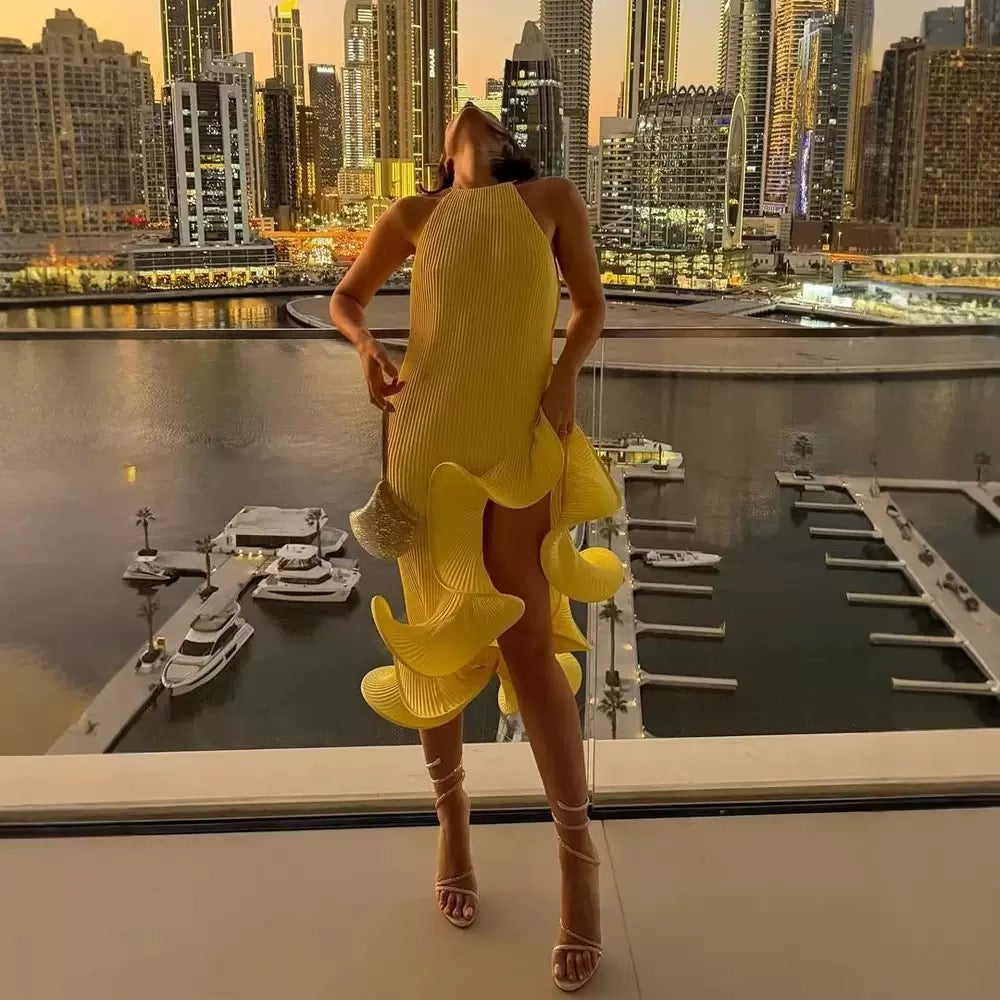 Lemon Cascade Dress